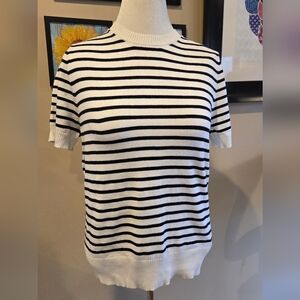 Tommy Hilfiger Navy and White Striped Sweater